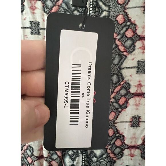 New GiGio Dreams Come True Kimono black and bright floral pattern with fringe sw - Picture 10 of 13